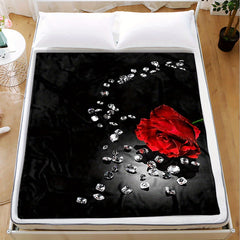 Rose Blanket Couch Quilt Cover Flannel Blanket Bedspread