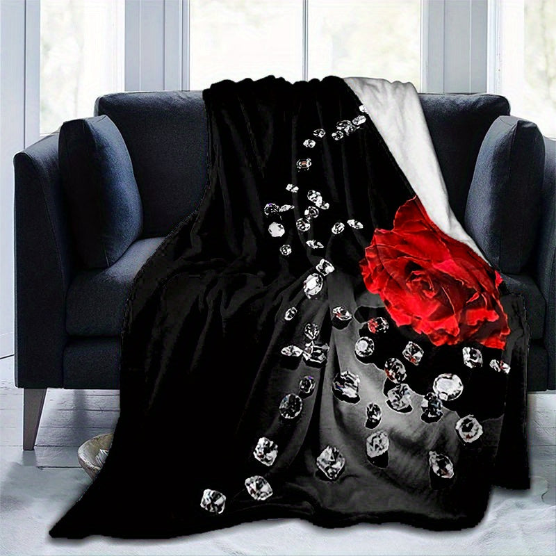 Rose Blanket Couch Quilt Cover Flannel Blanket Bedspread