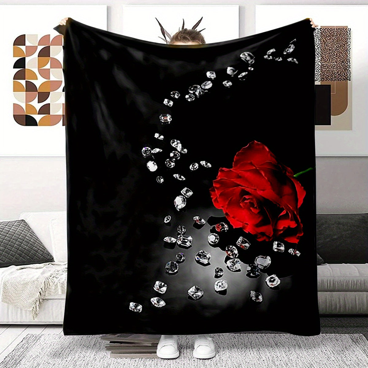 Rose Blanket Couch Quilt Cover Flannel Blanket Bedspread