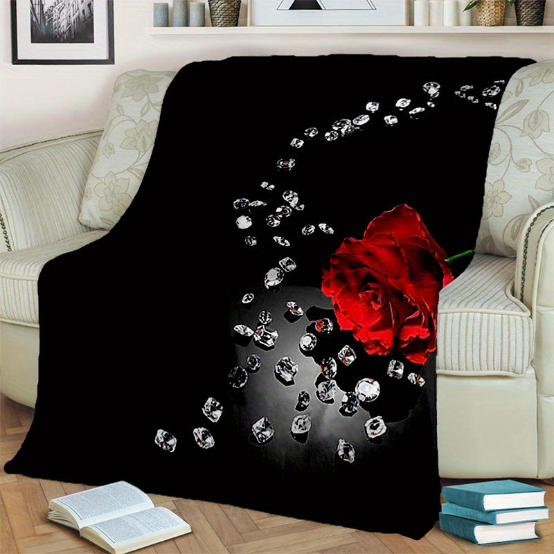 Rose Blanket Couch Quilt Cover Flannel Blanket Bedspread