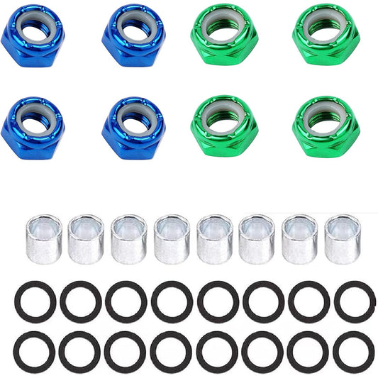 Longboard & Skateboard Hardware Kit with Nuts, Axle Washers, Precision Spacers
