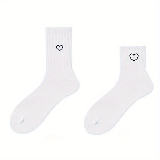 Men's Love Heart Printed Sports Socks - Autumn Winter Solid Soks