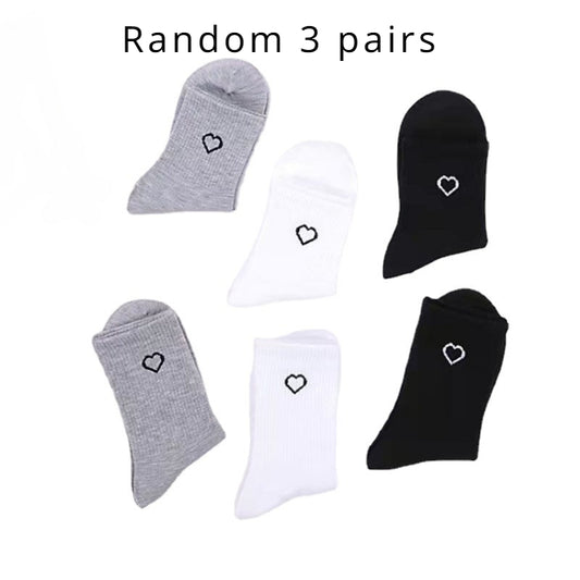 Men's Love Heart Printed Sports Socks - Autumn Winter Solid Soks