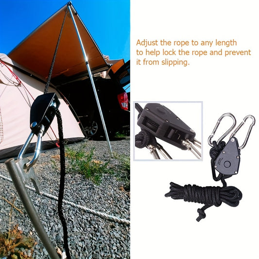 4pcs Camping Tent Canopy Rope Tightener Pulley Adjuster Hook