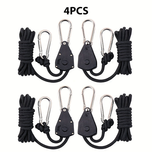 4pcs Camping Tent Canopy Rope Tightener Pulley Adjuster Hook