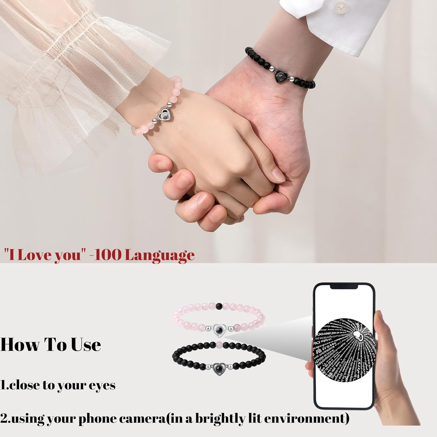 2pcs I Love You Matching Couples Bracelets Anniversary Gift