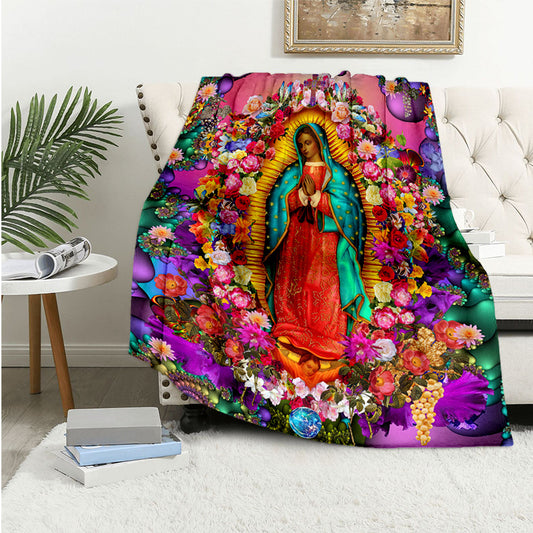 Our Lady Of Guadalupe Flannel Blanket Cozy Warm Soft Travel Blanket