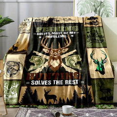 Deer Hunter Flannel Blanket All Season Cozy Warm Soft Throw