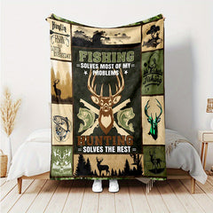 Deer Hunter Flannel Blanket All Season Cozy Warm Soft Throw