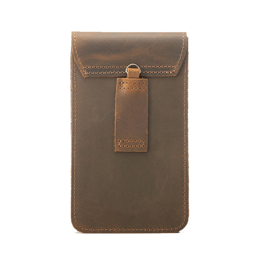 Top Layer Cowhide Waist Bag with Phone Pocket