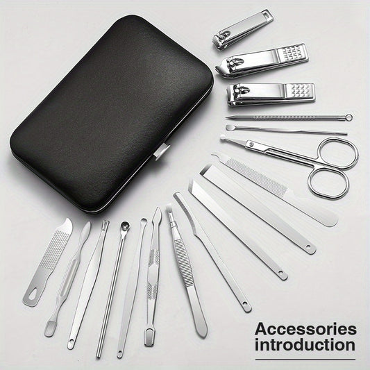17pcs Nail Cutter Manicure Set with Ear Picking Spoon