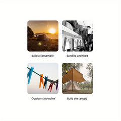 8pcs Camping Tent Wind Ropes w/ Carry Bag 4m Reflective Anti-slip Aluminum Alloy