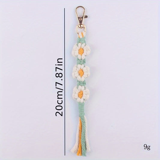 Hand woven Flower Pendant Keychain for Keys Backpacks Wallets