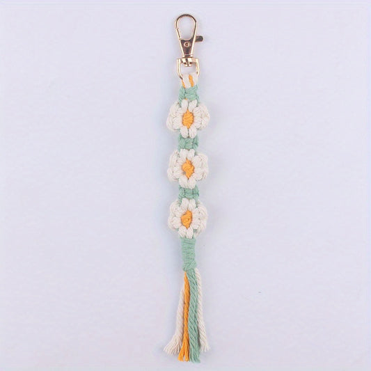 Hand woven Flower Pendant Keychain for Keys Backpacks Wallets
