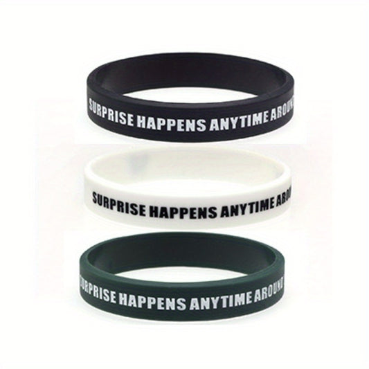 3pcs Butterfly & Letter Pattern Silicone Wristband Bracelet