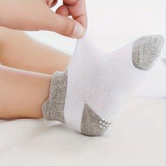6 Pairs Boy's Non Slip Socks Cotton Blend Bottom Rubber Dot Soft Socks