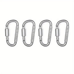 4pcs Aluminum D Shape Locking Carabiner Screw Lock Hook Keychain