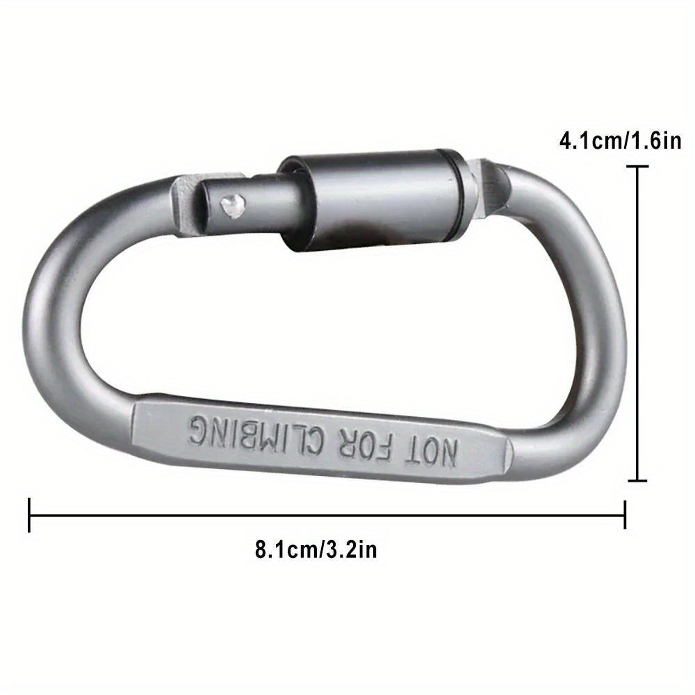 4pcs Aluminum D Shape Locking Carabiner Screw Lock Hook Keychain