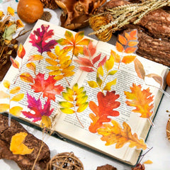 15pcs Falling Leaves Plant Stickers Waterproof Decorative Scrapbooking