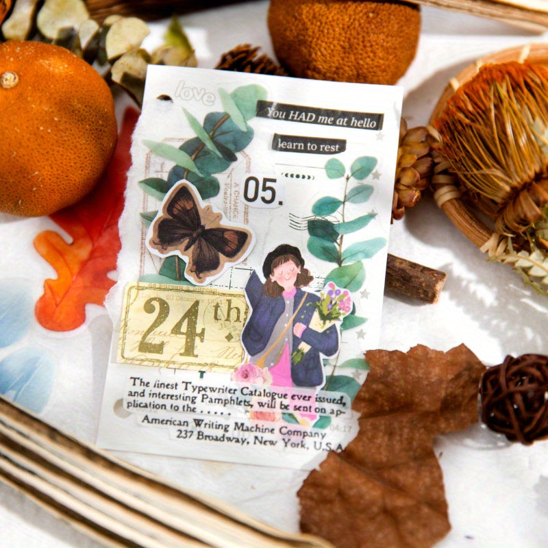 15pcs Falling Leaves Plant Stickers Waterproof Decorative Scrapbooking