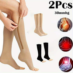 Men's Compression Sport Calf Socks Breathable Zipper Up Socks