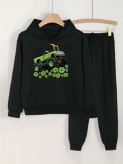 Clover & Truck Girls Long Sleeve Hoodie Jogger Pants Set Spring Fall