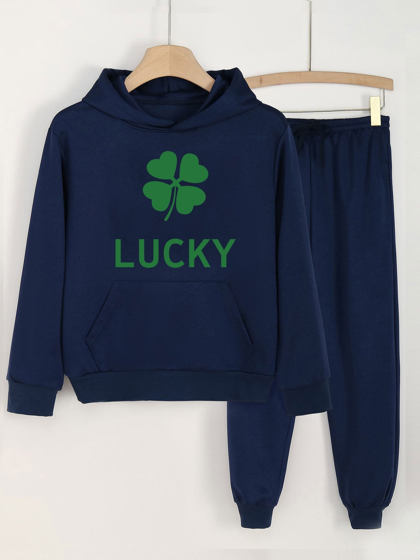Clover & LUCKY 2pcs Girls Hoodie Jogger Set Spring Fall Sports Gift