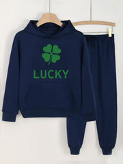 Clover & LUCKY 2pcs Girls Hoodie Jogger Set Spring Fall Sports Gift