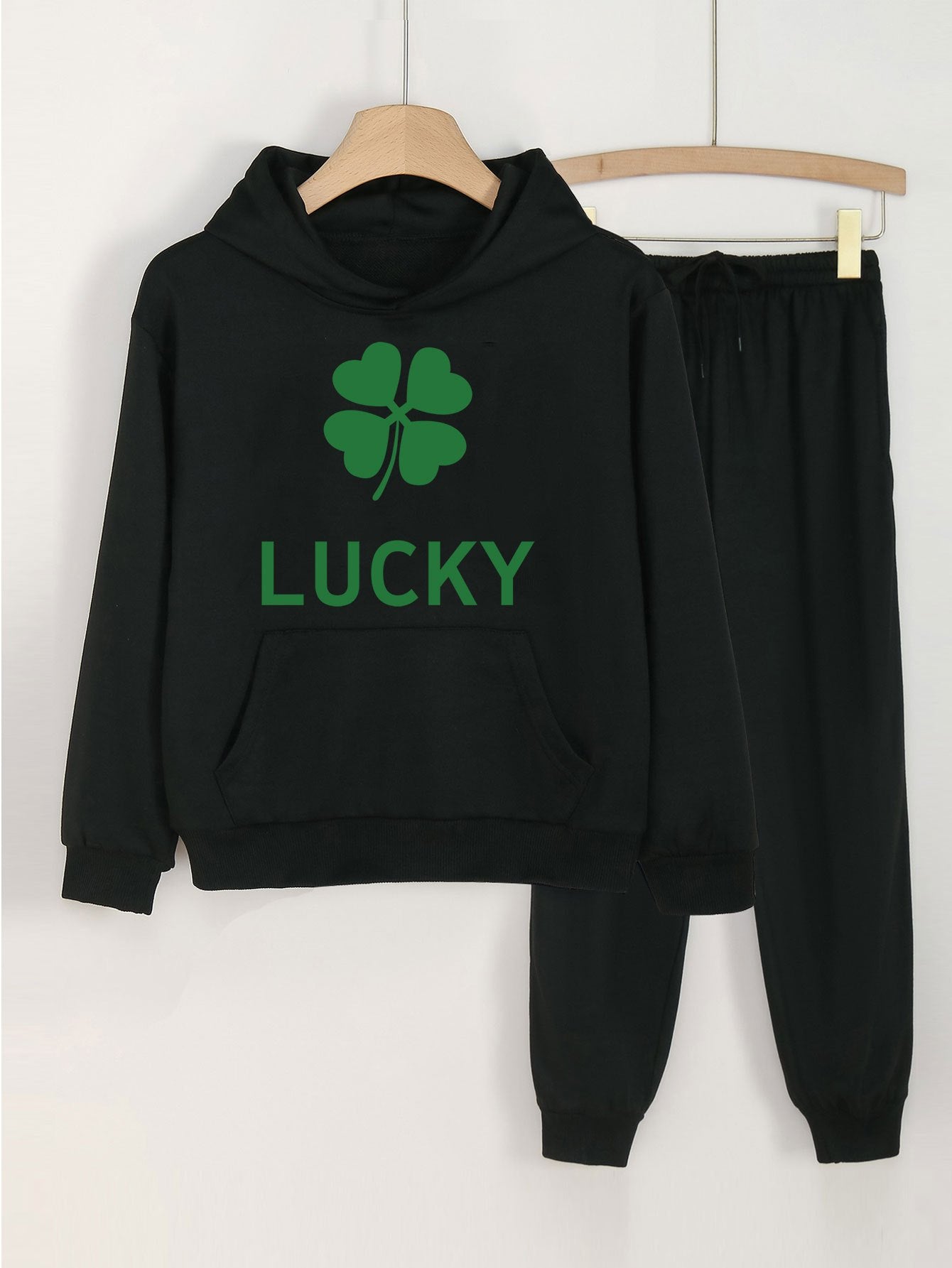 Clover & LUCKY 2pcs Girls Hoodie Jogger Set Spring Fall Sports Gift