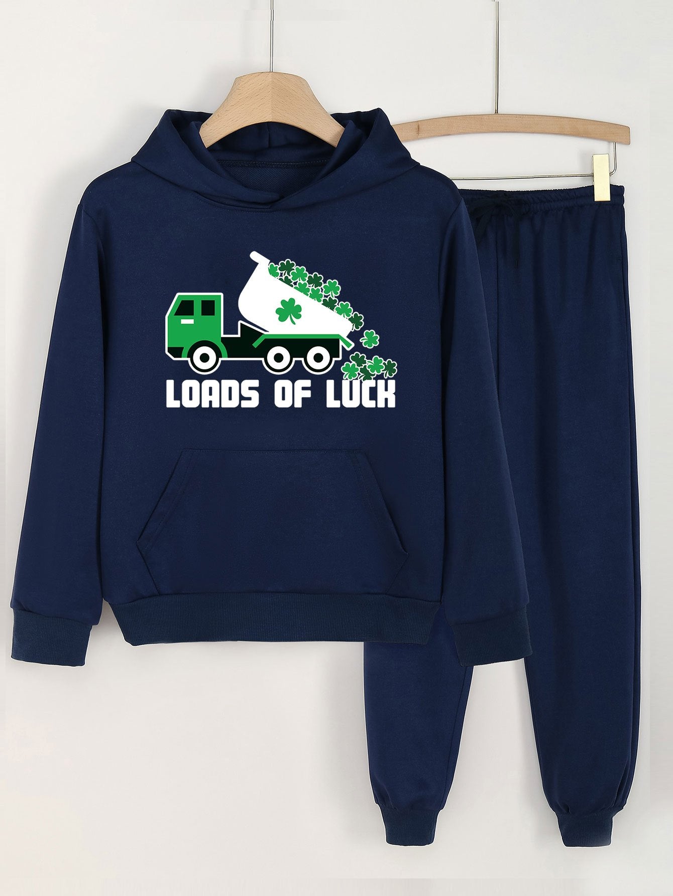 Clover & LOADS OF LUCK 2pcs Sets Girls Hoodies Jogger Pants Spring Fall