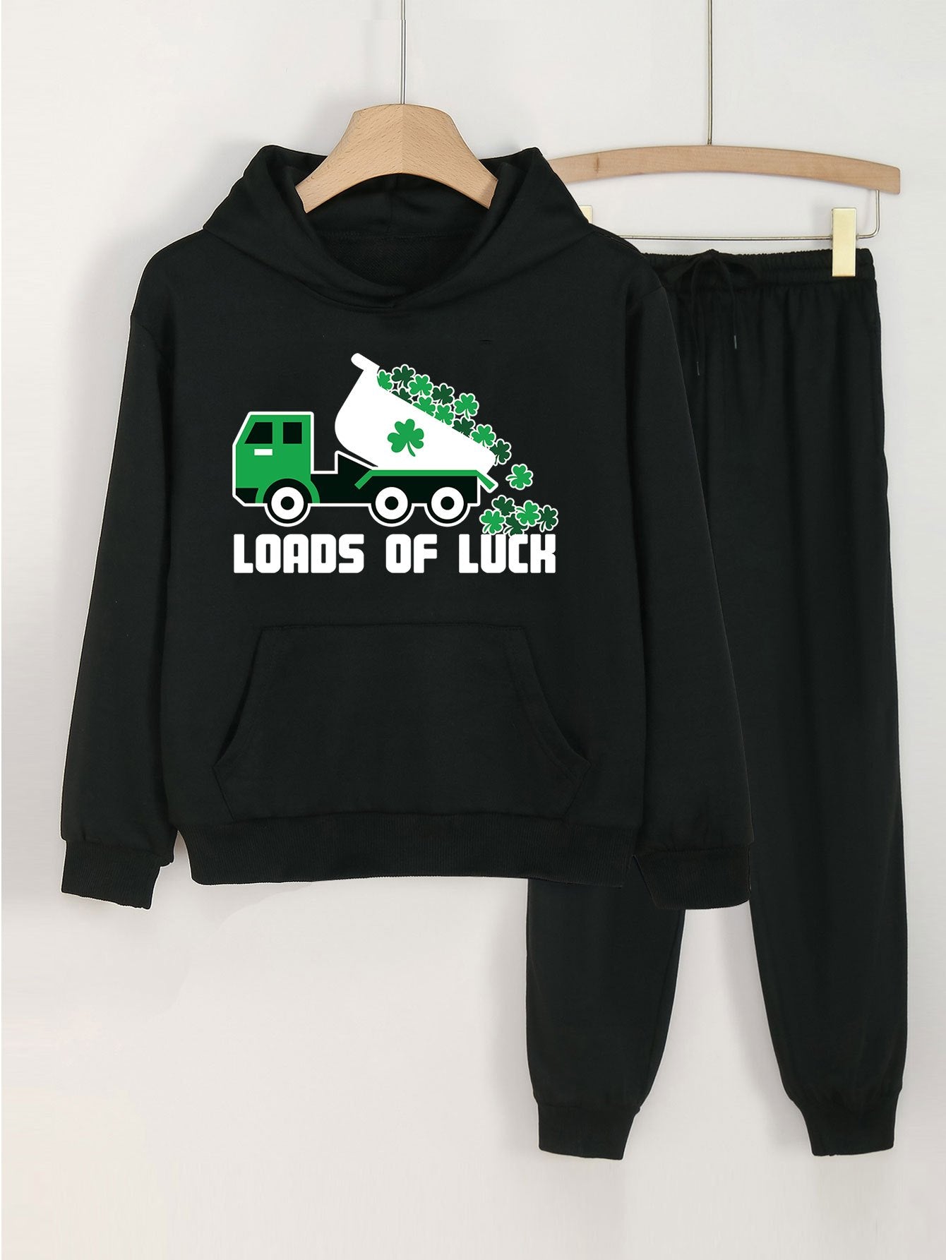 Clover & LOADS OF LUCK 2pcs Sets Girls Hoodies Jogger Pants Spring Fall