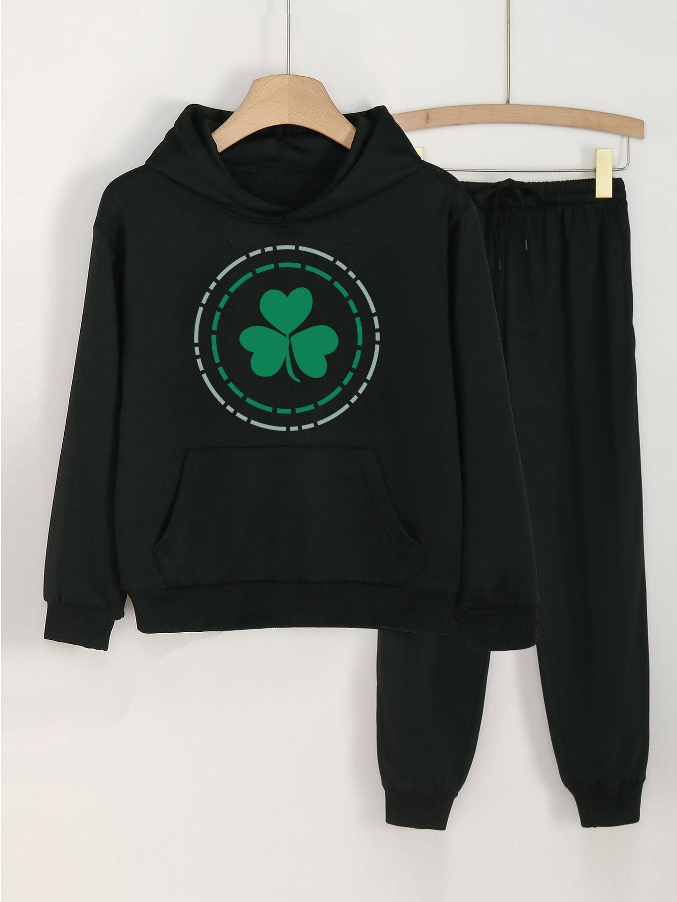 Clover Girls Hoodie Jogger Pants Set Spring Fall Sports St. Patrick's