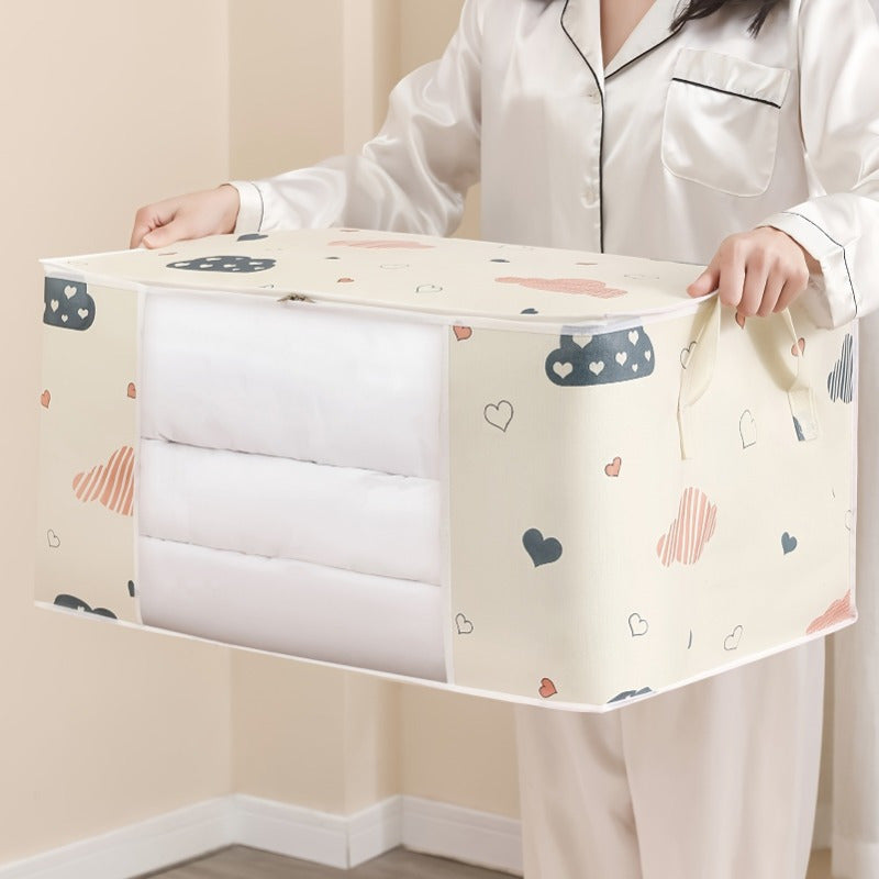 2pcs Large Capacity Clothes Storage Bag Organizer With Reinforced Handle