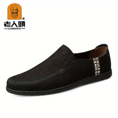 LAORENTOU Men's Leather Loafer Shoes Lightweight Wear resistant Walking Shoes