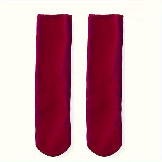 2 Pairs Velvet Warm Crew Socks Thickened Snow Socks Winter Home Socks
