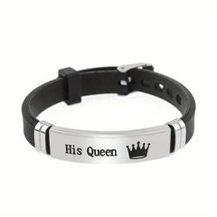 Couple Crown Her King His Queen Silicone Bracelet Anniversary Gift