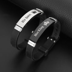 Couple Crown Her King His Queen Silicone Bracelet Anniversary Gift