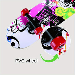 Kids Beginner 4-Wheel Skateboard 78x74cm Non-Slip Maple Outdoor