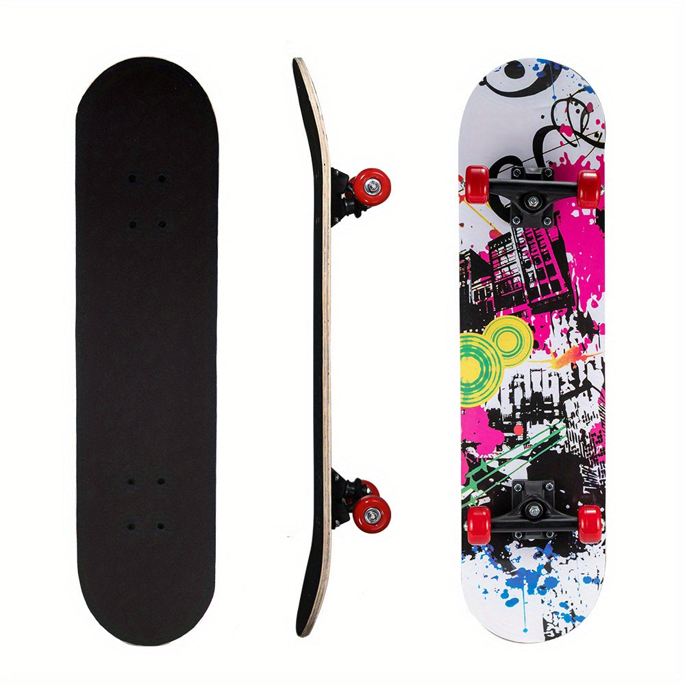 Kids Beginner 4-Wheel Skateboard 78x74cm Non-Slip Maple Outdoor