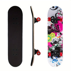 Kids Beginner 4-Wheel Skateboard 78x74cm Non-Slip Maple Outdoor