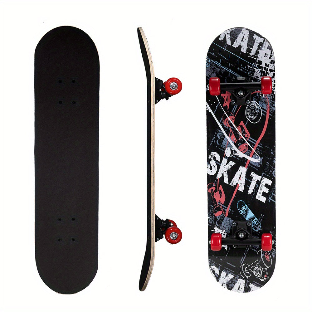 Kids Beginner 4-Wheel Skateboard 78x74cm Non-Slip Maple Outdoor