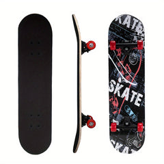 Kids Beginner 4-Wheel Skateboard 78x74cm Non-Slip Maple Outdoor