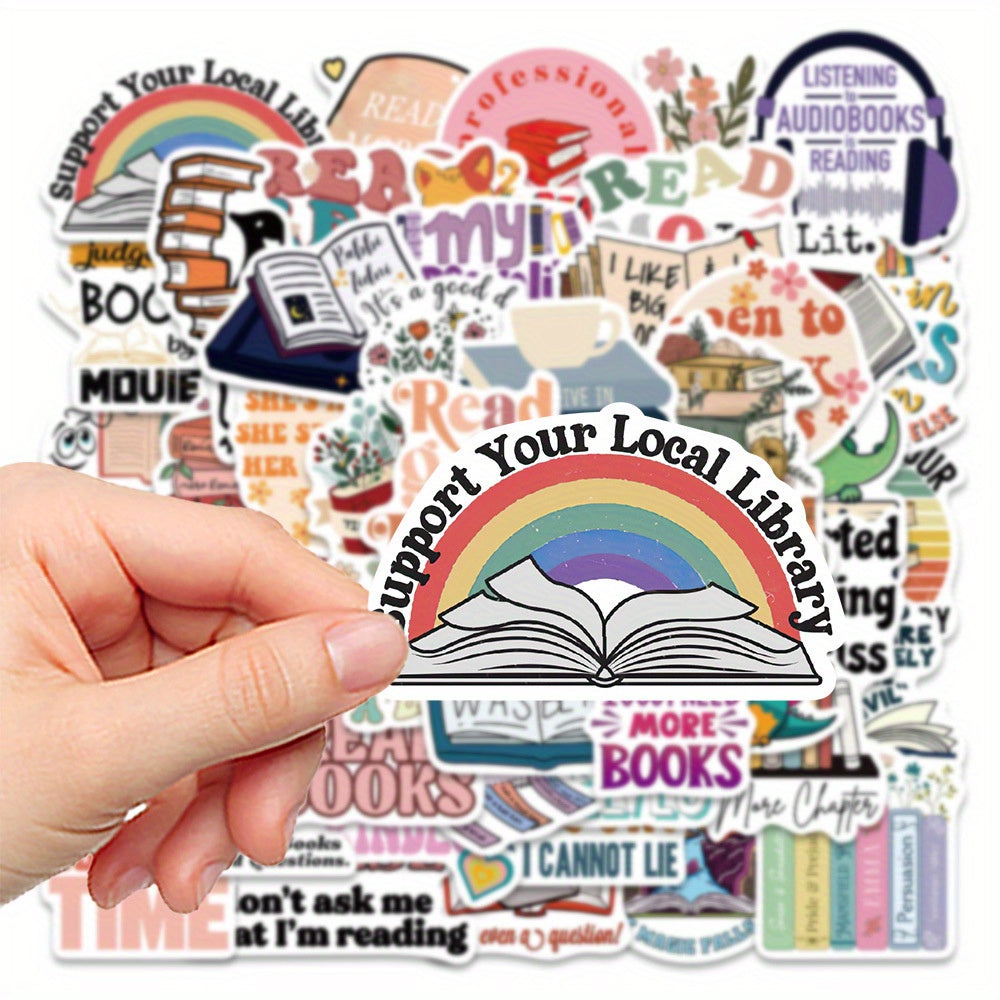 50pcs Reading Stickers Library Decoration Notebook Skateboard Car Phone Case