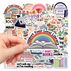 50pcs Reading Stickers Library Decoration Notebook Skateboard Car Phone Case