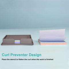 Sticky Note Holder with Stencil Sticky Note Dispenser 3x3 Self Sticky Note Pads