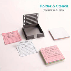 Sticky Note Holder with Stencil Sticky Note Dispenser 3x3 Self Sticky Note Pads