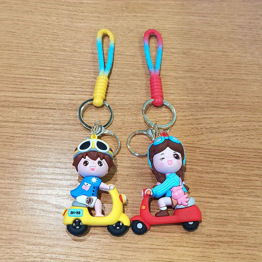 Cartoon Couple Keychain Pendant for Car Keys Backpacks Wallets