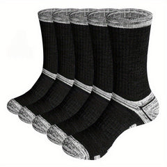Men's 5 Pairs Mid Crew Sport Socks Cotton Blend Comfy Breathable Socks