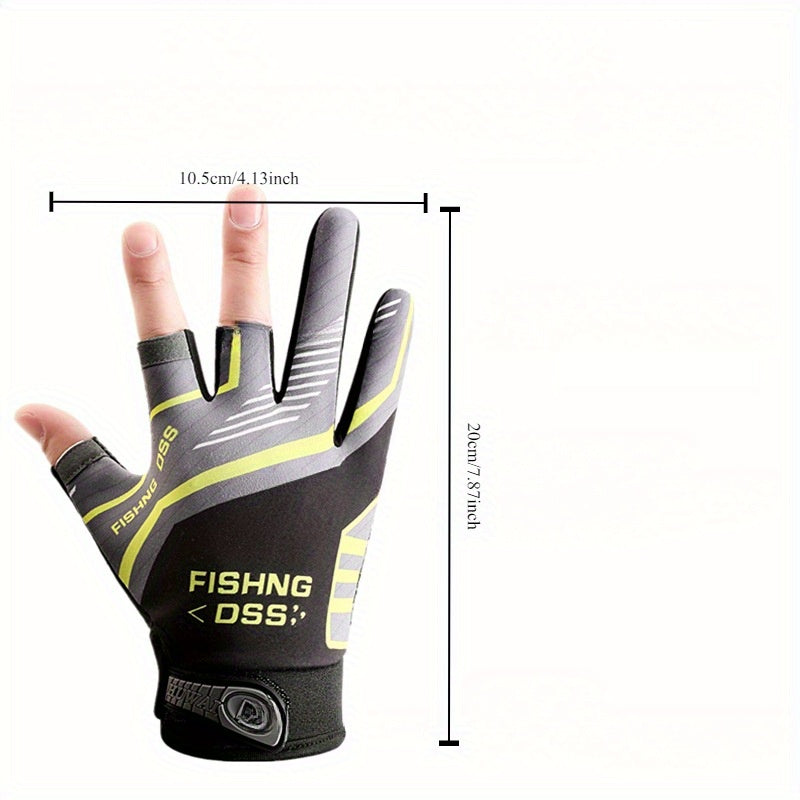 2PCS Fingerless Fishing Gloves Anti-slip Breathable Half-finger Gloves