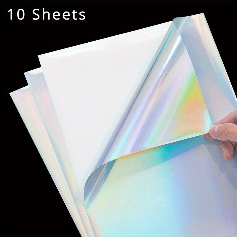 10 Sheets Holographic Sticker Paper A4 Self Adhesive Waterproof Film
